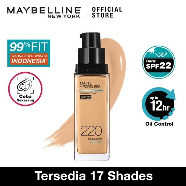Maybelline Fit Me! Matte + Poreless Liquid Matte Foundation Make Up Produk Maybelline Terbaik