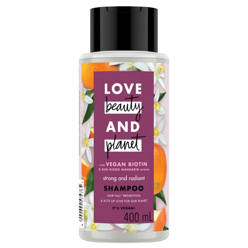 shampo yang bagus untuk rambut rontok Love Beauty & Planet Strong & Radiant Vegan Biotin Anti Hair Fall Shampoo
