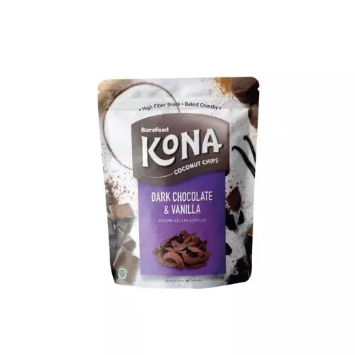 Kona Coconut Chips Dark Chocolate & Vanilla Bean Cemilan Rendah Lemak