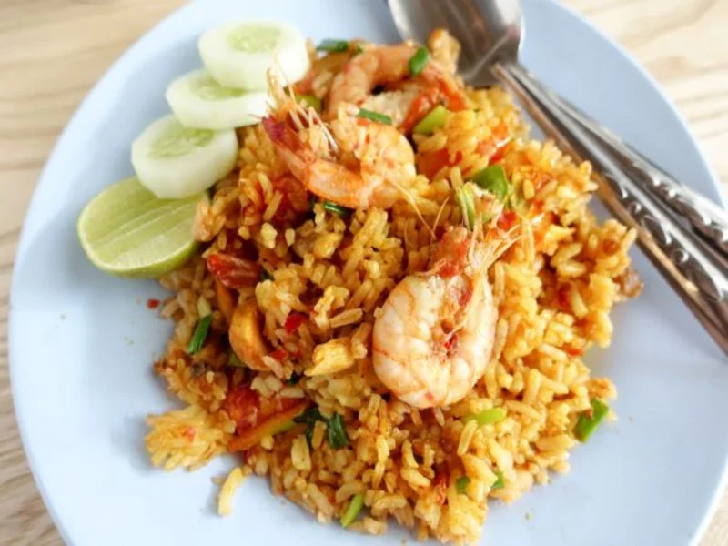 Makanan khas thailand Khao Pad (Thai Fried Rice)