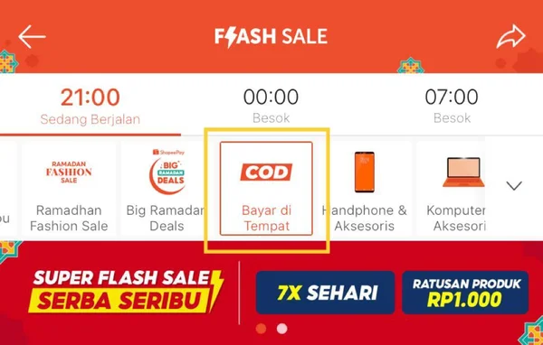 flash sale shopee COD